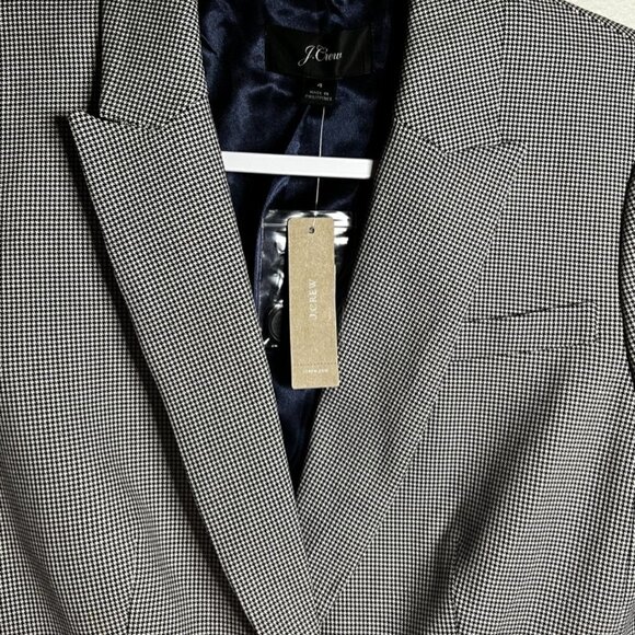 NWT J.Crew Houndstooth Peplum Back Blazer in Black Ivory Jacket Size 4 - Picture 2 of 9